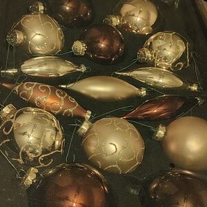 Elegant Holiday Ornament Set - Gold and Brown